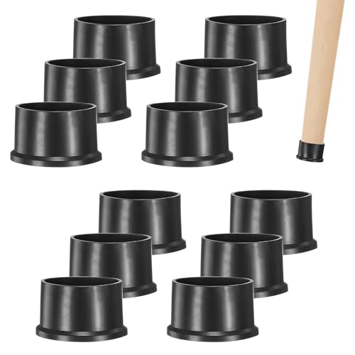 Image of M METERXITY 12-Pack Chair Leg Caps, 2 Inch(50mm) PVC Chair Leg Floor Protectors for Folding Chairs /Metal Chairs /Furniture Table /Hardwood Floors, Round Non-Slip Cover End Tips [Black]