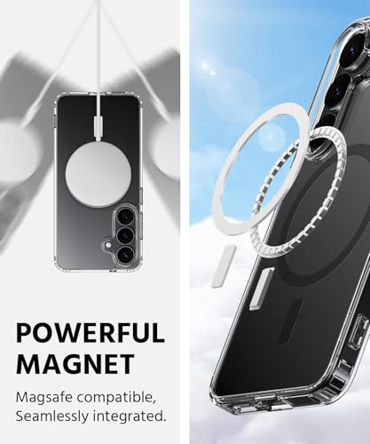Image of JGD Magnetic Case for Samsung Galaxy S24 5G Compatible with MagSafe, Shockproof Phone Bumper Cover, Anti-Scratch Clear Back (Clear)