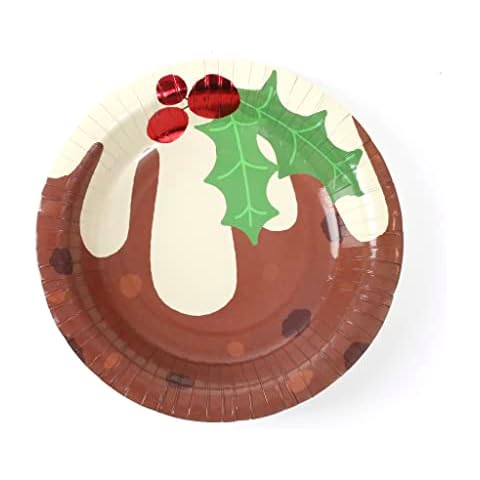 Christmas Pudding Bowl - Pack of 10 Paper Bowls with Christmas Pudding Design - Fun Christmas Party Tableware Cover