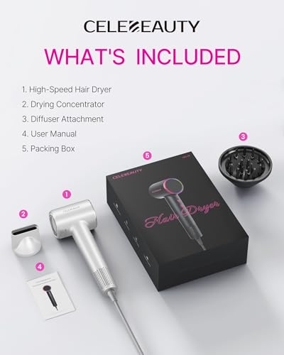 Image of Hair Dryer with Diffuser for Curly Hair, 200M Ionic Blow Dryer