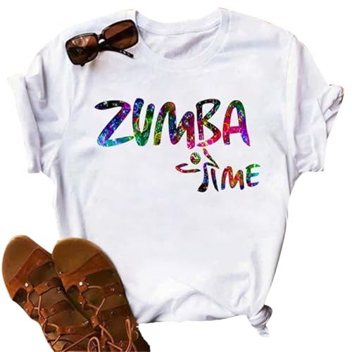 keephen Camisetas Atléticas de Baile Samba Cha-Cha para Mujeres Gráficas Cuello Redondo Tops Informales para Entrenamiento de Baile