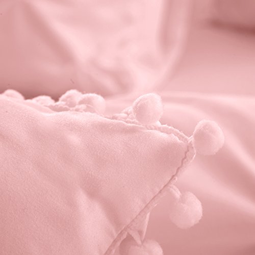 Evolive 4Pc Set Pinch Pleat/Kiss Pleat, Pintuck Down Alternative Comforter Set With Pompom (King, Pink) #TOP4