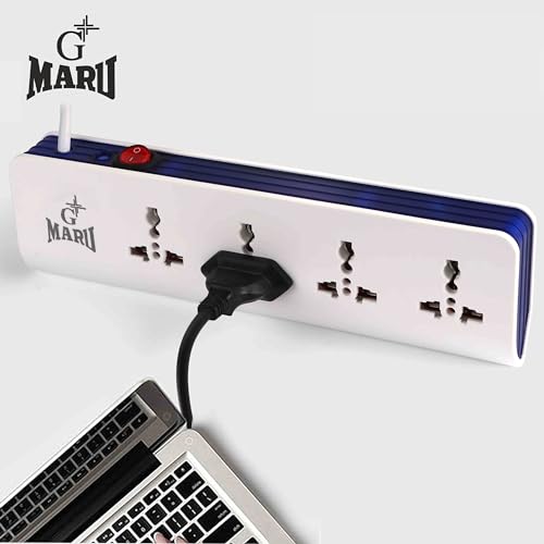 Image of GMARU Extension Board with 4 + 1 with Master Switch | Our Product has Indicator in The Switch Itself | Wire Length 1.5 Meter | Safety Shutter & 4 sockets | Extension Cord for Home Appliances