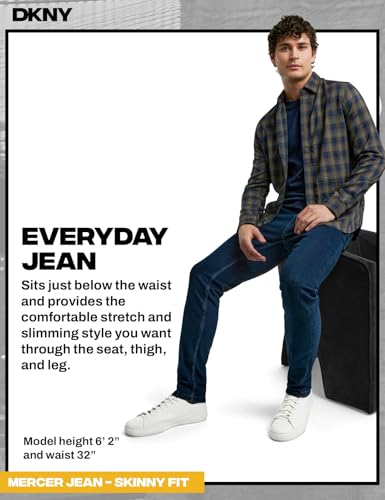 Image of DKNY Mercer Men's Skinny Jeans - Premium Stretch Denim Pants with Classic 5 Pocket Design | Skinny Fit Stretch Jeans for Men