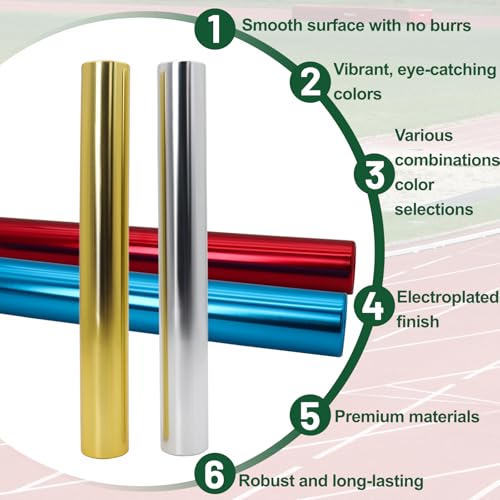 image for Vaolvpant Aluminum Alloy 4 Pieces Field Relay Batons for Track and Ath