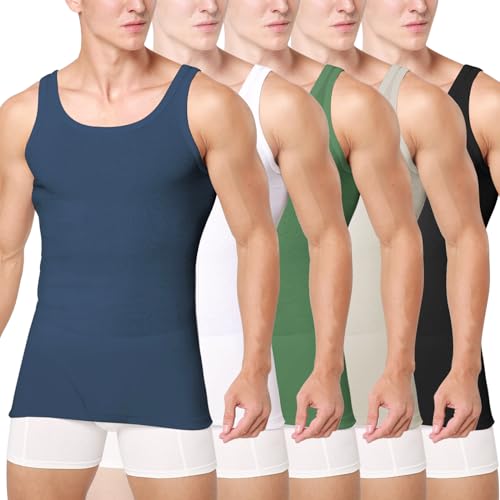 Unterhemd Herren 3/5er Pack Tank Top Baumwolle Männer Schwarz Weiss Mehrfarbig