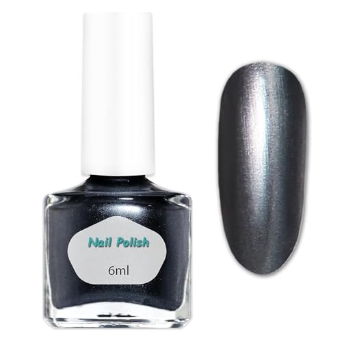 Virellay Schwarz Metallic Nagellack, Spiegelnagellack Effekt Metallic Chrom, Schnell Trocknend, keine UV Lampe Mirror Nail Polish für Anfänger DIY Maniküre(Schwarz, 6ML)