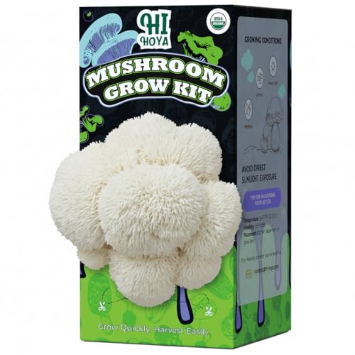 Organic Mushroom Growing Kit, Lion's Mane Mushroom Grow Kit with All Accessories, Grow Fresh Edible Mushrooms Indoor, USDA Certified Organic, Non-GMO, Easy to Grow at Home