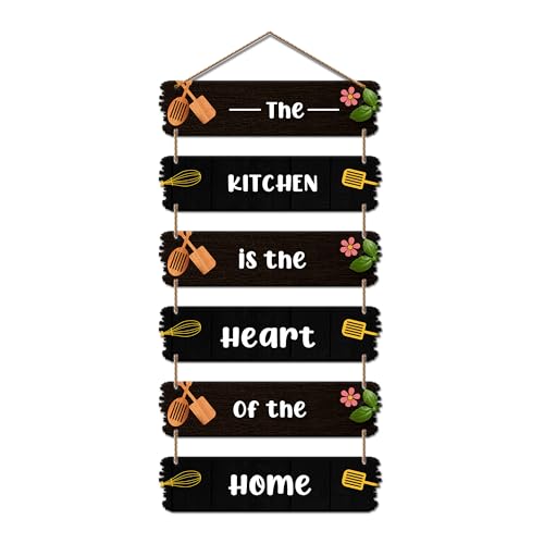 Decor Smart Wooden Hanging Wall Art | The Kitchen is the Heart of the Home Quote | Rustic Decorative Sign for Kitchen Decor | Room | Wooden Decoration for Cooking Space & Entry Accent (DWA_7405)