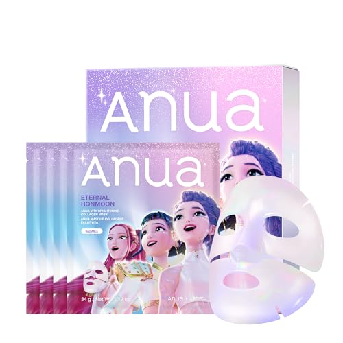 Image of ANUA Vita Collagen Mask, Hydrogel Face Mask for Cooling & Skin Firmness, Dullness Care with Vitamin C, Radiant Glass Skin Effect, KPop Demon Hunters, Korean Skincare (4ea)