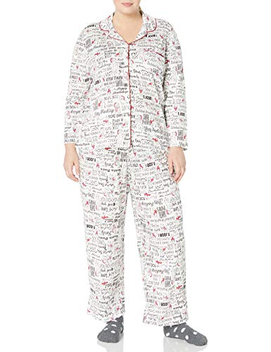 Karen Neuburger Women's Long Sleeve Animal Print Girlfriend Pj Set, Dog Ivory, Petite - Large