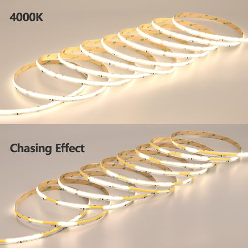 GOMING 24V 10M WS2811 IC COB LED Strip Lights Natural White 4000K Addressable Running Water Effects 360LED/M CRI 93+ IP20 Not Waterproof LED Tape Lights for Home Decor(No Adapter and Controller) - Image 2