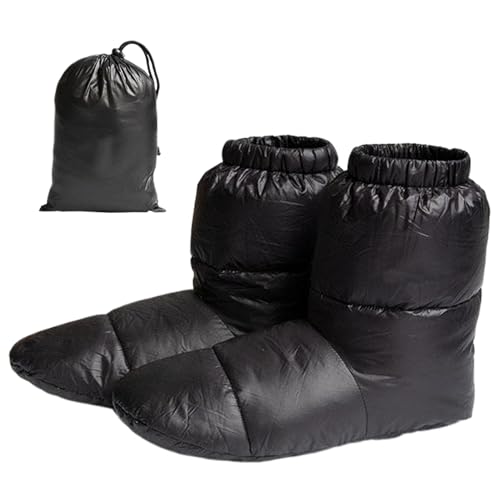 Nyutcwe Down Booties Socks, 1 Pair Ultralight Winter Down Booties Socks with Storage Bag, Windproof Sleeping Sock, Cozy Foot Warmer for Camping (M)