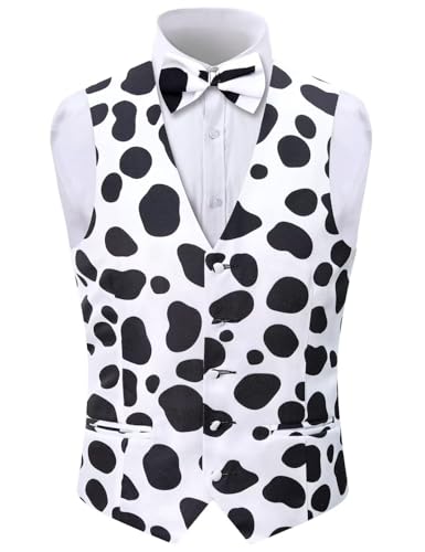 Image of 2-Piece Animal Print Vest for Men, Party Waistcoat Vest & Bow Tie, S-3XL