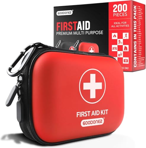 200 Pcs First Aid Kit + Survival kit for Treat Protect Minor Cuts Scrapes. Home Office Car School Business Travel Emergency Survival Hunting Outdoor Camping & Sport Red