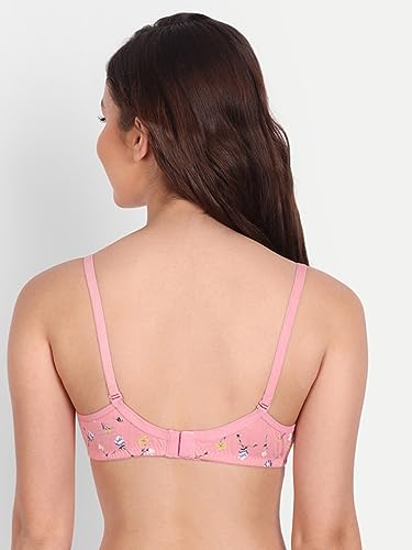 Image of Women Flower Printed Padded Bra - Made of Pure Cotton Full Coverage Non Wired Soft Cup for T-Shirt Saree Dress for Everyday
