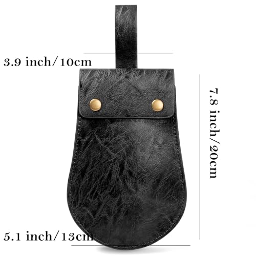 Image of Leather Belt Pouch Medieval Vintage Renaissance Viking LARP Cosplay Costumes Drawstring Coin Purse Phone Holder Waist Bag (Half-Black)