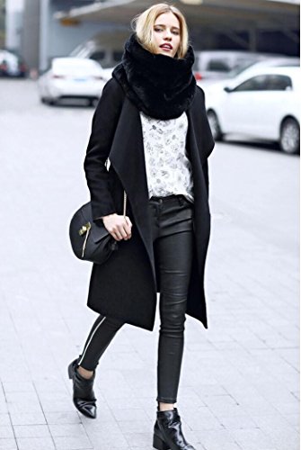 Chicone Big Size Neck Gaiter Faux Fur Short Scarf for Women,Black,Large3