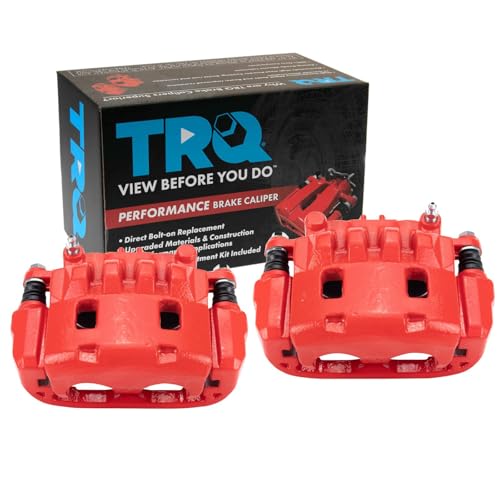Image of TRQ Performance Front Driver and Passenger Side Brake Caliper Set Caliper Brackets Hardware Compatible with 03-06 Subaru Baja 03-10 Forester 03-05 Impreza WRX 02-12 Legacy 02-12 Outback