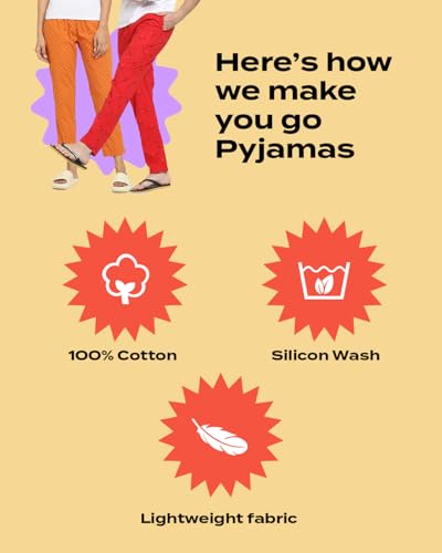 Image of Bewakoof Men's All Over Printed Regular Fit Poplin Cotton Pyjamas