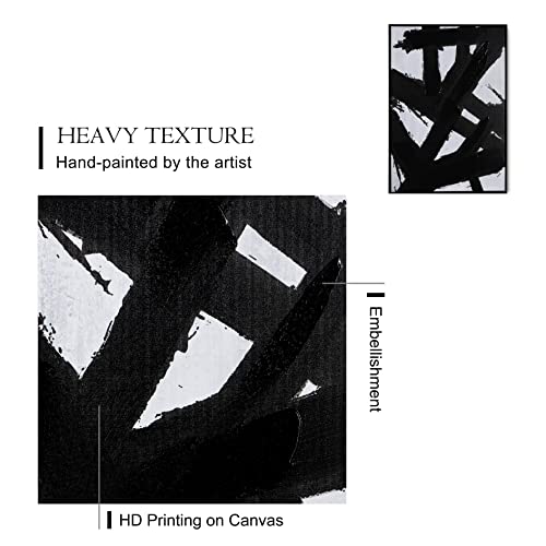 Zessonic Black And White Abstract Wall Art - Black Painting Stroke Graffiti Artwork for Living Room, Bedroom, Office Decor,16" x 24" x 2 - Image 3