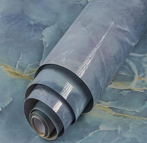 Image of VOLITO V-Blue Modern Marble Wallpaper, 60x200cm, Self-Adhesive, Waterproof & Oil-Proof, Kitchen & Cabinet Makeover