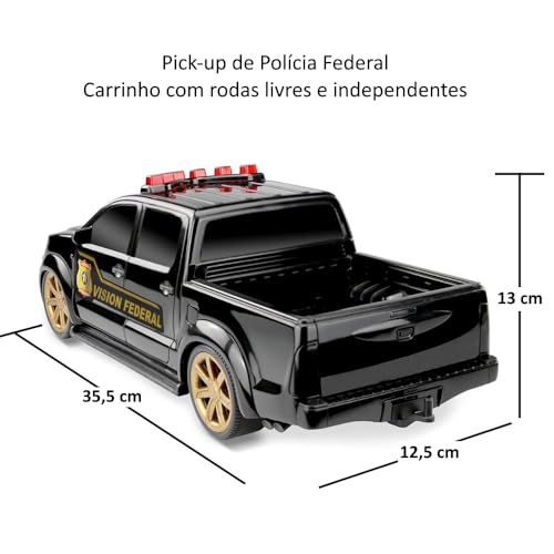 Kit 2 Carrinhos de Polícia Caminhonete S10 PM e Federal Roma