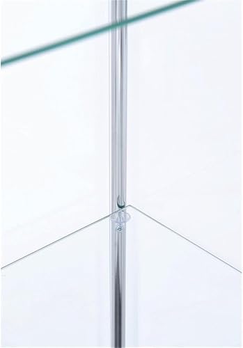 Miniatura 6 de BOWERY HILL Vitrina de cristal de 4 estantes con vigas de soporte cromadas y parte superiorbase blanca