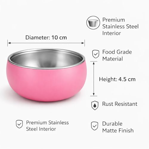 Image of Premium Stainless Steel Baby Feeding Bowl with Soft Silicone Cover | Non-Slip Grip, BPA Free & Food-Grade | Safe Feeding Bowl for Infants & Toddlers | Durable, Easy to Clean (Pastel Pink)