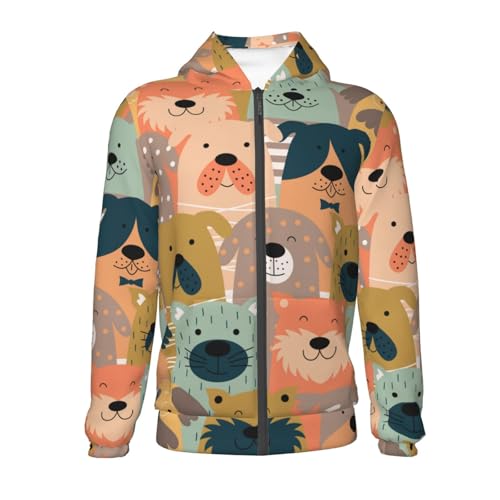 Colorful Dogs Kids Pullover Hoodies Boys Zip Up Sweatshirts Girls Athletic Clothes with Pocket2