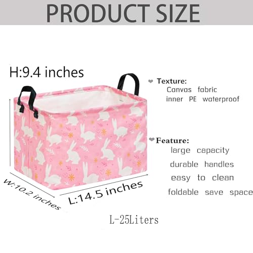 Image of Kid Clothes Storage Basket Gift Shelf Basket Toy Storage Bin, Nursery Basket Organizer Box With Handles for Room Deco Bunny Easter Eggs Basket for Children
