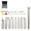 OSCARBIDE 1Shank Heavy-Duty Indexable Carbide Lathe Turning Tool Holder and Boring Bar 9 Pieces/Set,CNC Nickel Plated indexable Insert Holders for Turning Grooving Threading Cut Off