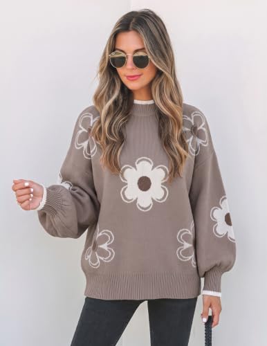 Image of ZESICA Women's 2026 Fall Striped Pullover Sweaters Tops Fashion Outfits
