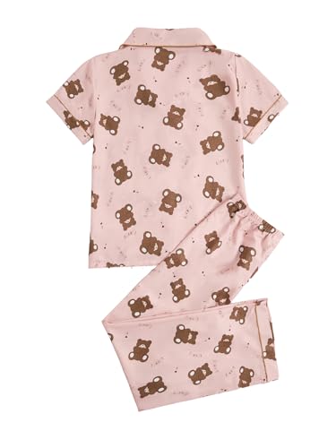 Image of Verdusa Women's 2 Piece Pajama Sets Cute Printed Fall Pajamas Sleepwear Button Up Shirt with Pants Lounge Pjs