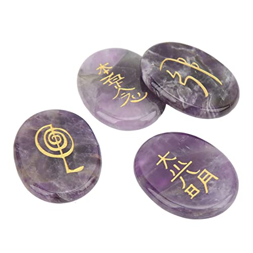 Piedras De Símbolos Reiki 4 Piezas Superficies Suaves Para Decoración Del Hogar Meditación Y Equilibrio De Chakras Ideal Como Espiritual Con Grabados Manuales Y Diseño Práctico