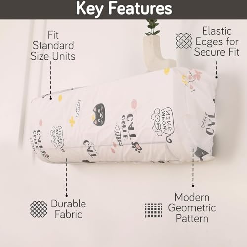 Image of HOKIPO AC Cover for most 2 Ton Split AC | Fits AC Units upto Size 110x33x31 cm | Dustproof, Waterproof & Washable Indoor Unit Cover | Protective & Decorative | Playful Cats (NEW-D6-AR5874)