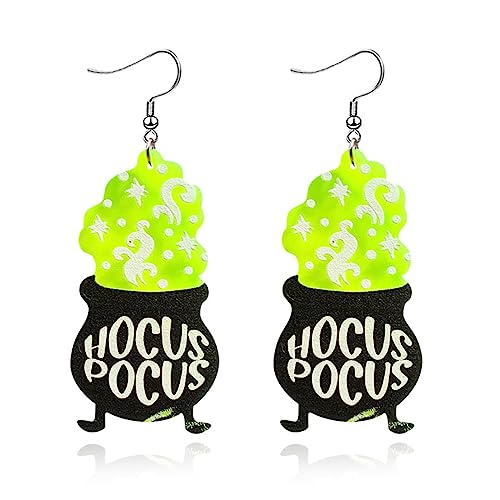 Spooky Ghost Pumpkin Earrings Halloween Cherry Earrings Funny Acrylic Candy Corn Earrings Cute Orange Pumpkin Spooky Ghost Skull Cat Spider Butterfly Dangle Earrings for Women Halloween Costume Decorations Accessories