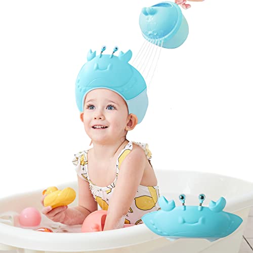 FUSACONY Duschhaube Kinder Baby Shampoo Schutz für Kinder, Haare Waschen Kinderschutz, Shampoo Bade Bad SchüTzen Weiche Kappe Hut für Mehr als 6 Monate (Blau) Cover