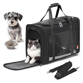 SUCIKORIO Trasportino Gatto Aereo 55x40x23cm Grande Pieghevole Trasportino Gatti Morbido Portatile Borsa per Cani Piccola Taglia 12kg Trasportinos Cani Omologato Aereo con Morbido Cuscino Lavabile