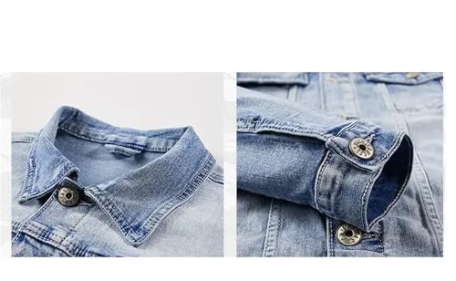 Men's Denim 2-Piece Set, Loose Large-Size Versatile Casual Jacket + Trousers Denim Set Gray9 4XL Coat Size 38 Pants4