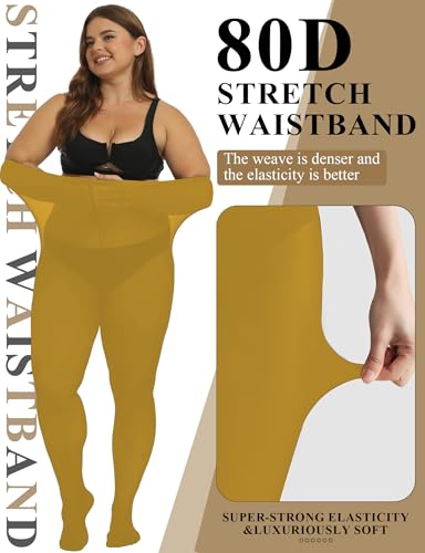 Image of Buauty Plus Size Tights for Women Ultra Soft Solid Color Semi-Opaque Pantyhose,