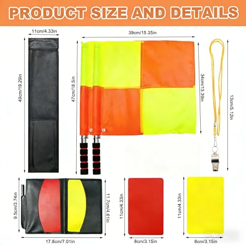 Kit drapeaux d'arbitre de football matériel cartons et sifflet - 3