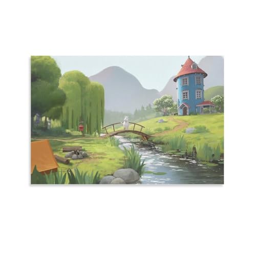 ムーミン Moomin 油絵 絵画 ポスター.5 キャンバス 壁アートホーム バスルーム 寝室 オフィス装飾 プリント芸術作品 インテリア16x24inch(40x60cm)