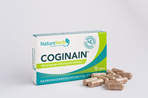 NatureHerb COGINAIN® - Für aktive Männer - Sexualität, geistige Fitness - Mit Cordyceps + Ginseng Extrakten - Damiana Spezialextrakt - Hochkonzentriert, 100% pflanzlich - 12 Kapseln – Bild 3
