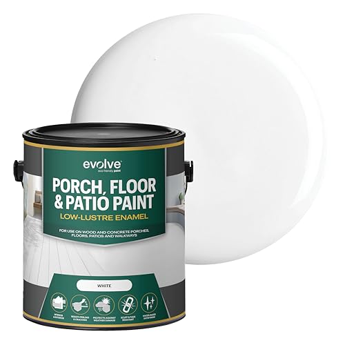 EVOLVE Porch & Floor Paint (White) 1-Gallon – Durable, Scratch-Resistant, Multi-Surface Interior & Exterior Floor Coating, Low VOC, Fade & Weather Resistant
