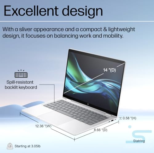 Image of HP EliteBook x360 1040 G11 14 inch 2-in-1 Touchscreen Laptop (Intel Ultra 7 155H, 32GB RAM, 1TB SSD, 2.8K QHD OLED) Business AI PC, Elite X Flip G1i, Backlit, FP, IR Webcam, Rechargeable Pen, Win 11 Pro