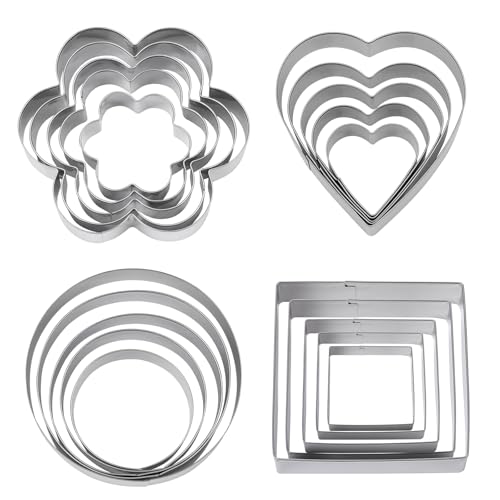AiQInu 20 Piezas Moldes para Galletas de Acero Inoxidable para Pastel, Cookie, Fondant