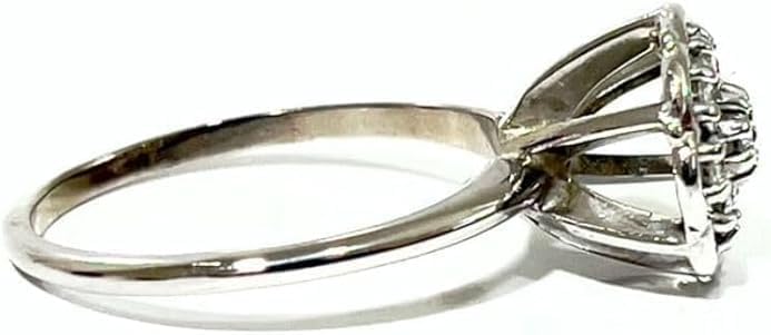 1.50Ct Round Cut Lab Created Diamond Cluster Woman's Flower Engagement Ring, 14K White Gold Plated 925 Sterling Silver