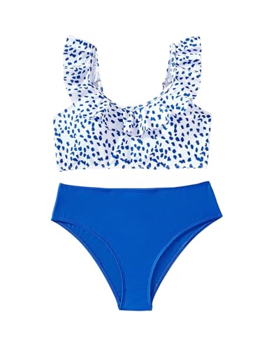 SOLY HUX Girl's Bathing Suit Allover Print Ruffle Trim Bikini Set Two Piece Swimsuit3