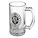 Guinness Label Tankard with Pewter Logo Beer Pub Style Pint Glass - Tankard Style Glass with Metal Badge